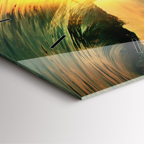 Reloj cuadrado Ola perspectiva Puesta de sol