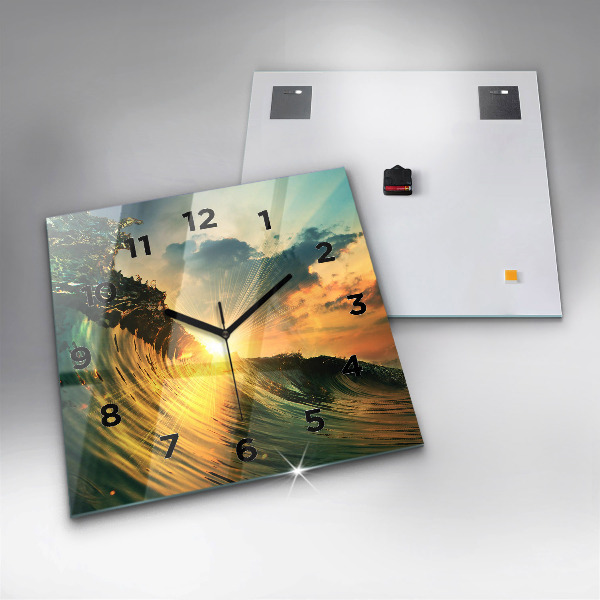 Reloj cuadrado Ola perspectiva Puesta de sol