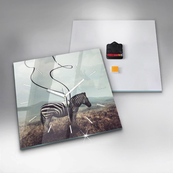 Reloj de pared cuadrado Cebra - Abstracción