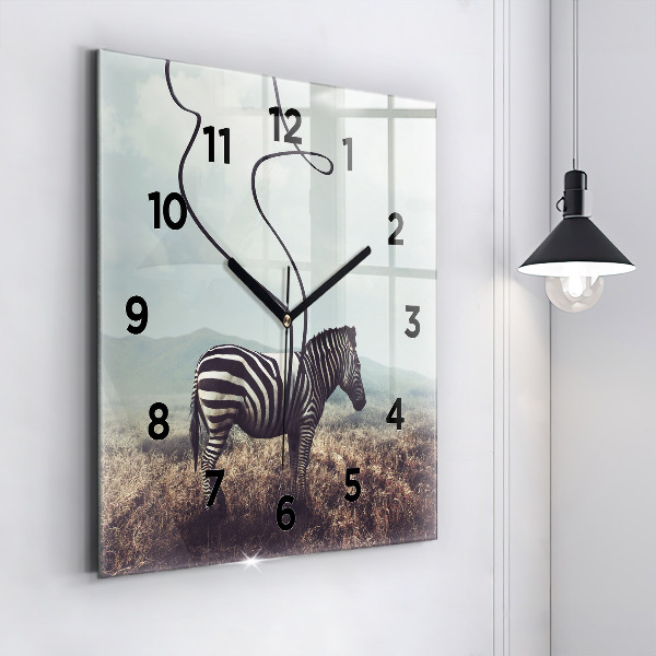 Reloj de pared cuadrado Cebra - Abstracción