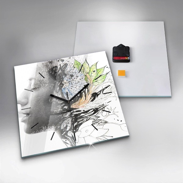 Reloj de pared cuadrado Rostro de mujer abstracto