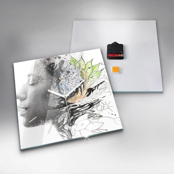 Reloj de pared cuadrado Rostro de mujer abstracto