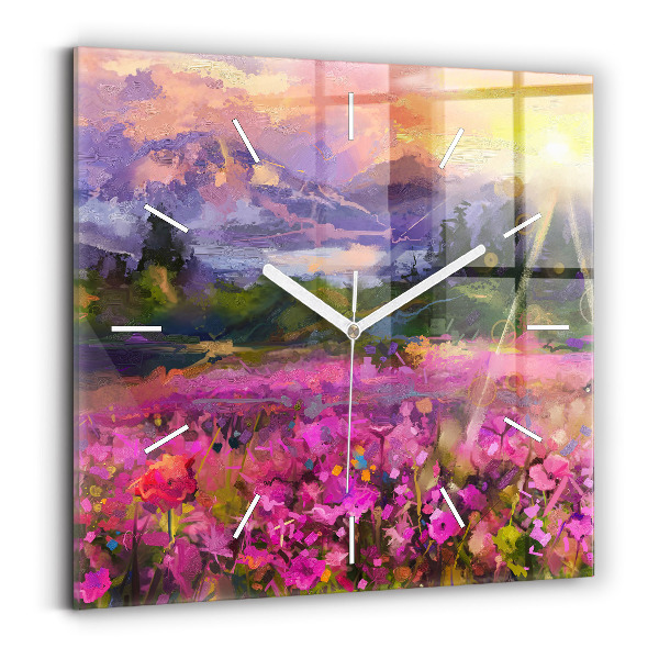 Reloj cuadrado Pradera al atardecer