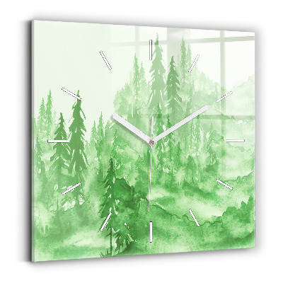 Reloj cuadrado Pintura de un bosque verde