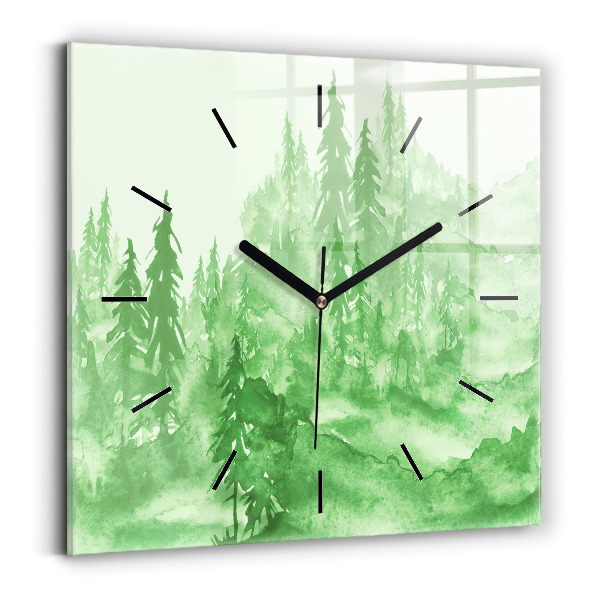 Reloj cuadrado Pintura de un bosque verde