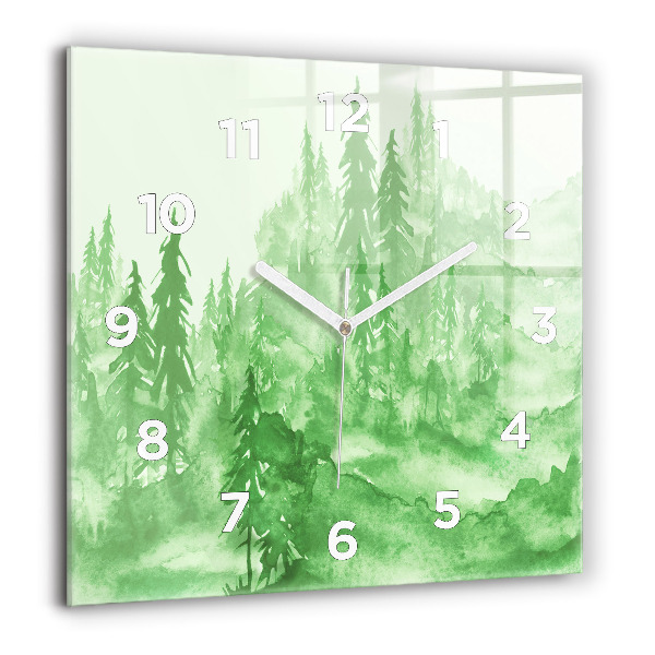 Reloj cuadrado Pintura de un bosque verde