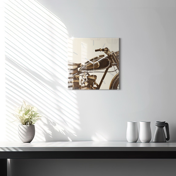 Reloj de pared cuadrado Sepia moto Vintage