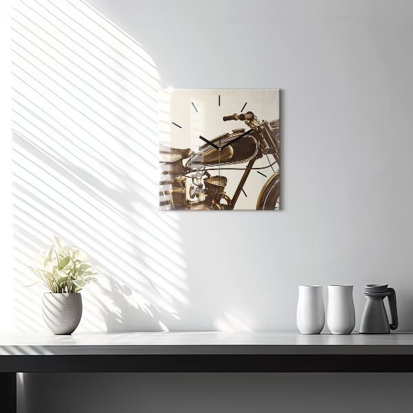 Reloj de pared cuadrado Sepia moto Vintage