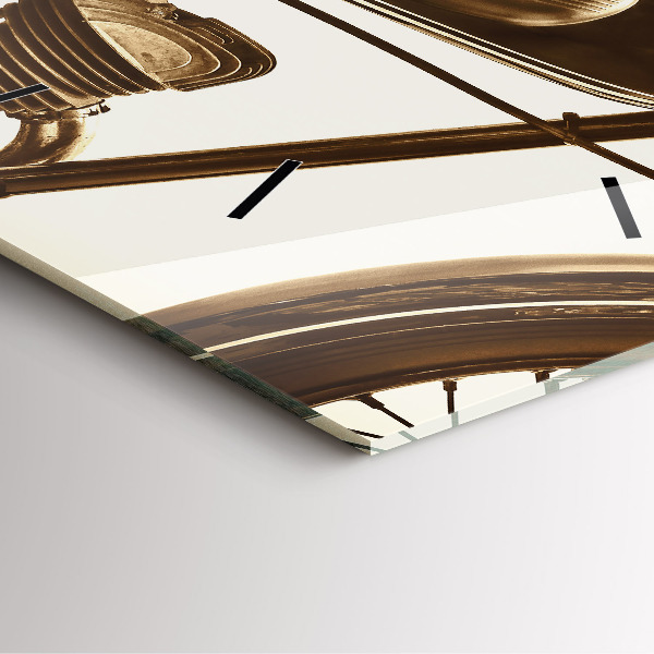 Reloj de pared cuadrado Sepia moto Vintage