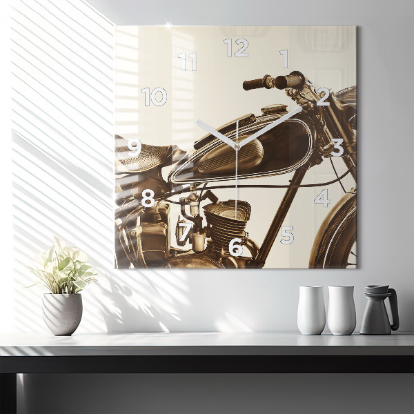 Reloj de pared cuadrado Sepia moto Vintage