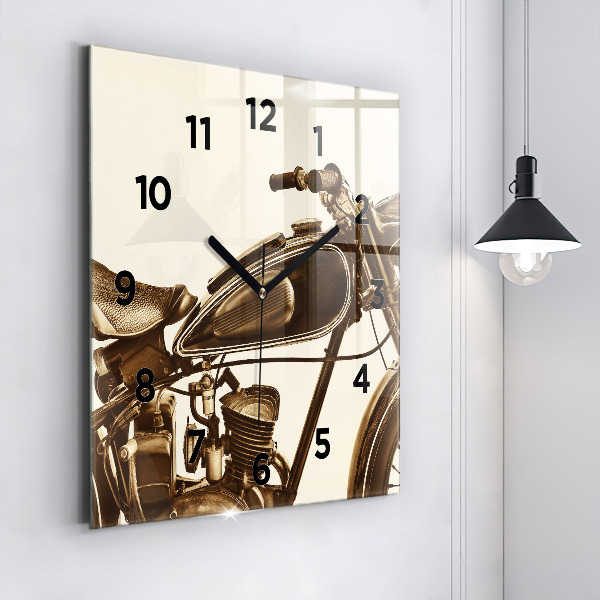 Reloj de pared cuadrado Sepia moto Vintage