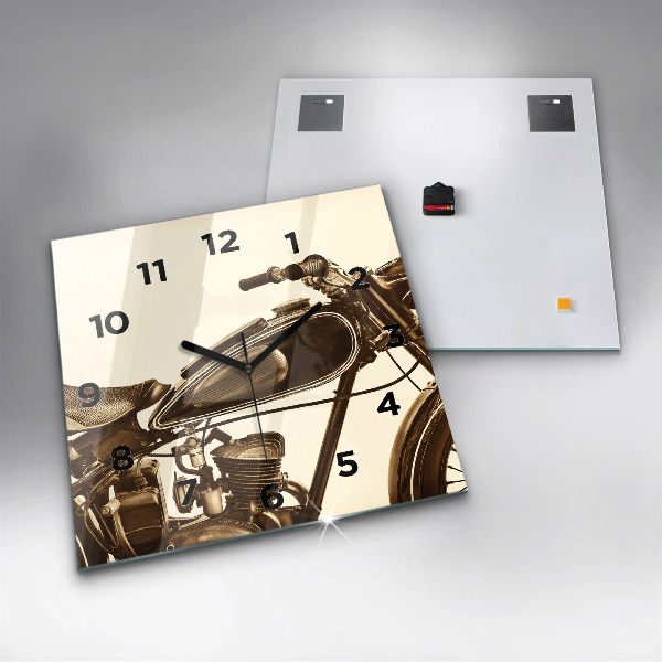 Reloj de pared cuadrado Sepia moto Vintage