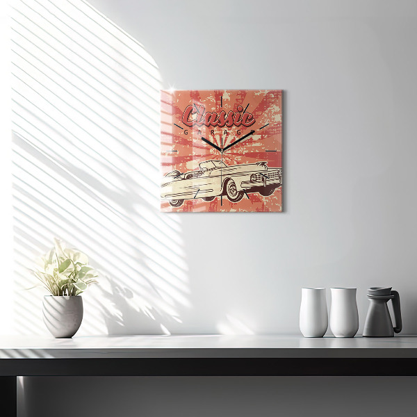 Reloj de pared cuadrado Auto retro vintage