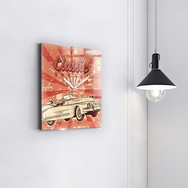 Reloj de pared cuadrado Auto retro vintage
