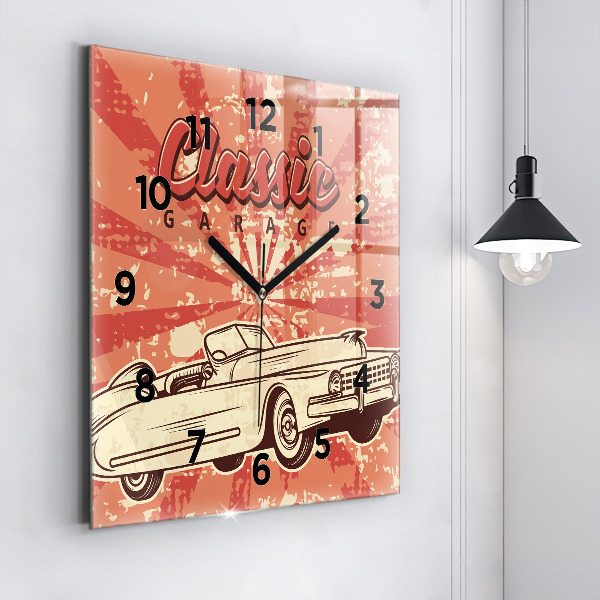 Reloj de pared cuadrado Auto retro vintage
