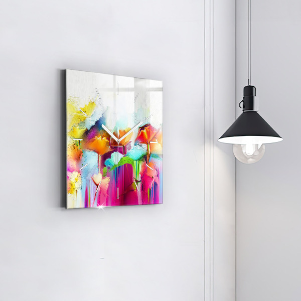 Reloj de pared cuadrado Flores abstractas