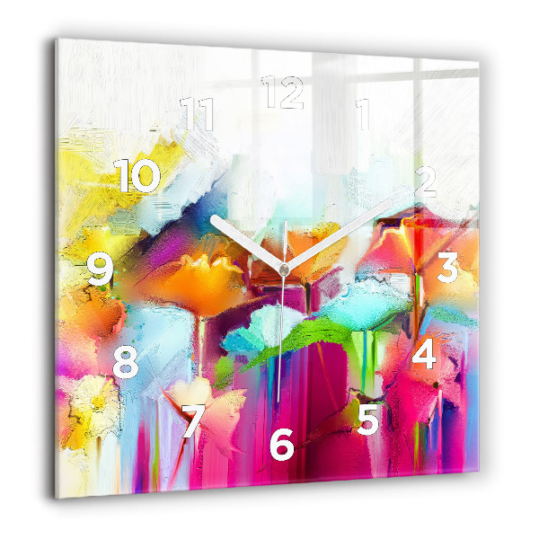 Reloj de pared cuadrado Flores abstractas