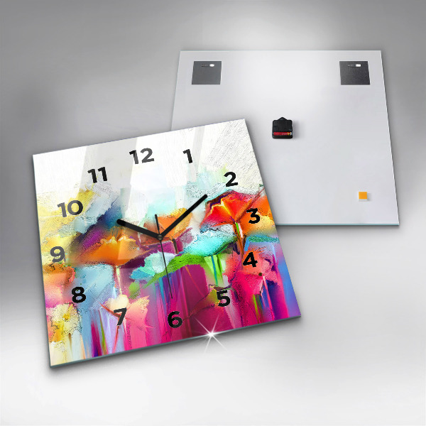 Reloj de pared cuadrado Flores abstractas