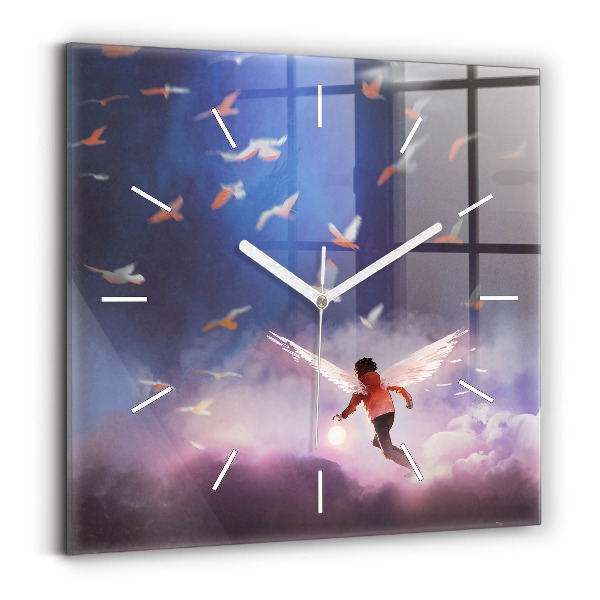 Reloj cuadrado Niño con alas
