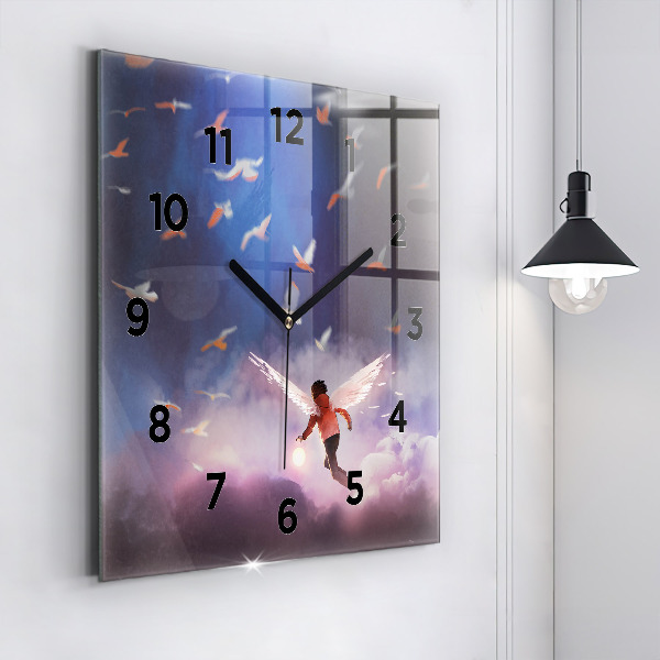Reloj cuadrado Niño con alas