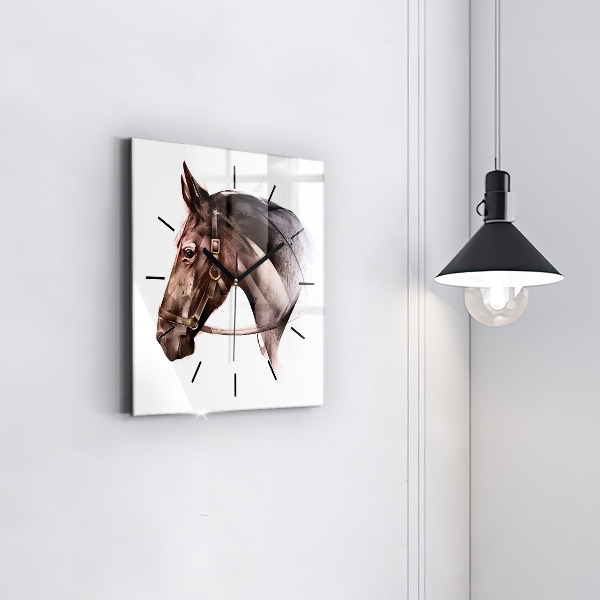 Reloj de pared cuadrado Perfil pintado de un caballo