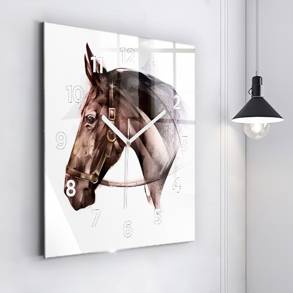 Reloj de pared cuadrado Perfil pintado de un caballo
