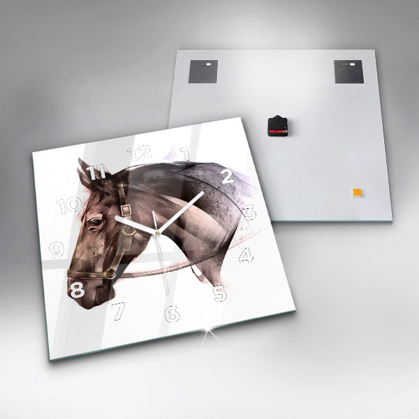 Reloj de pared cuadrado Perfil pintado de un caballo
