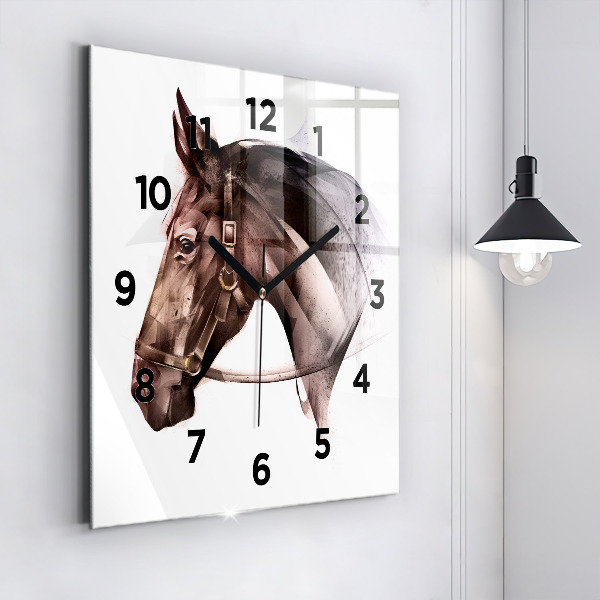 Reloj de pared cuadrado Perfil pintado de un caballo
