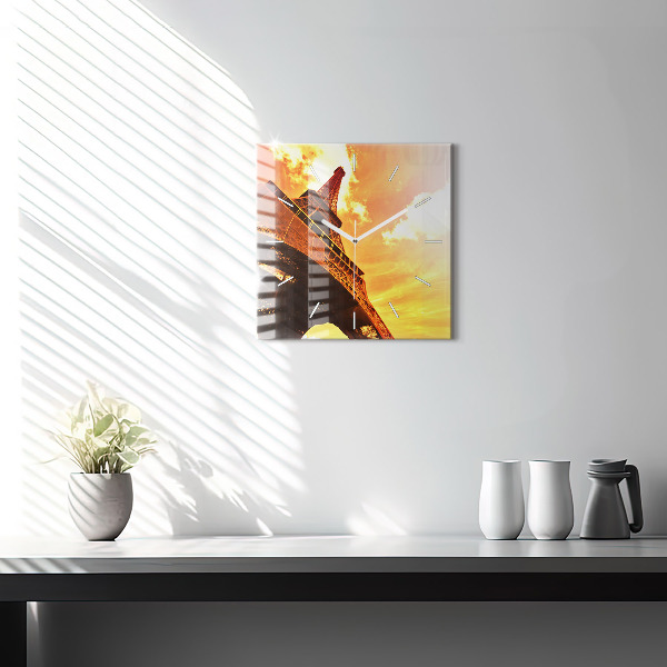 Reloj de pared cuadrado Torre Eiffel en París