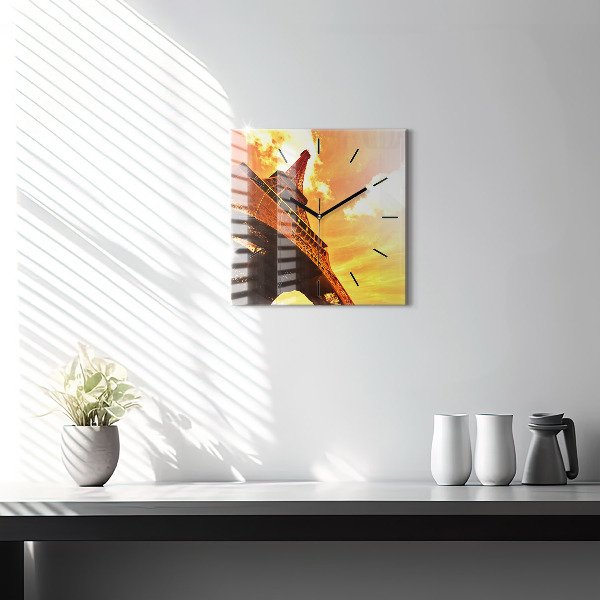 Reloj de pared cuadrado Torre Eiffel en París