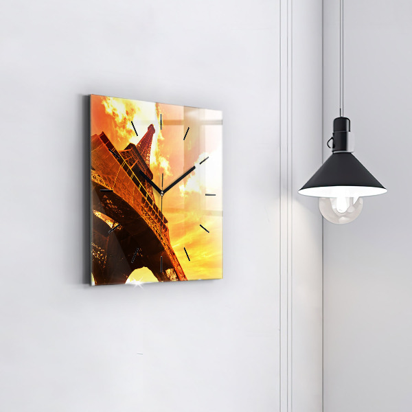 Reloj de pared cuadrado Torre Eiffel en París
