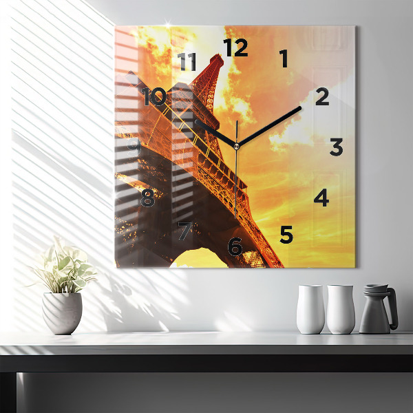 Reloj de pared cuadrado Torre Eiffel en París