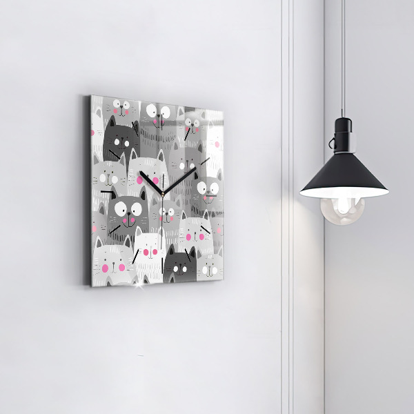 Reloj de pared cuadrado Patrón con gatos