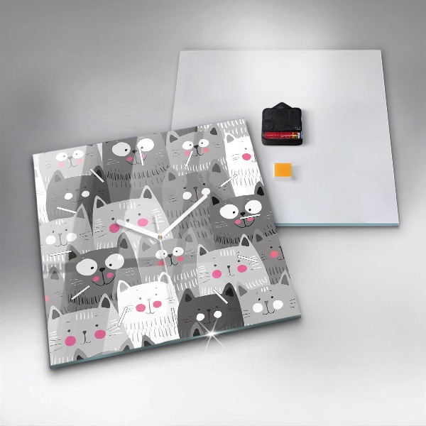 Reloj de pared cuadrado Patrón con gatos