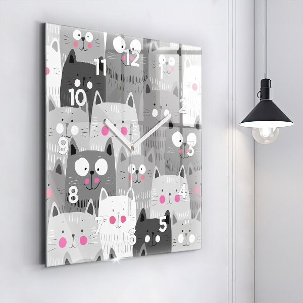 Reloj de pared cuadrado Patrón con gatos