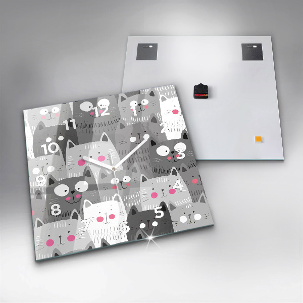 Reloj de pared cuadrado Patrón con gatos