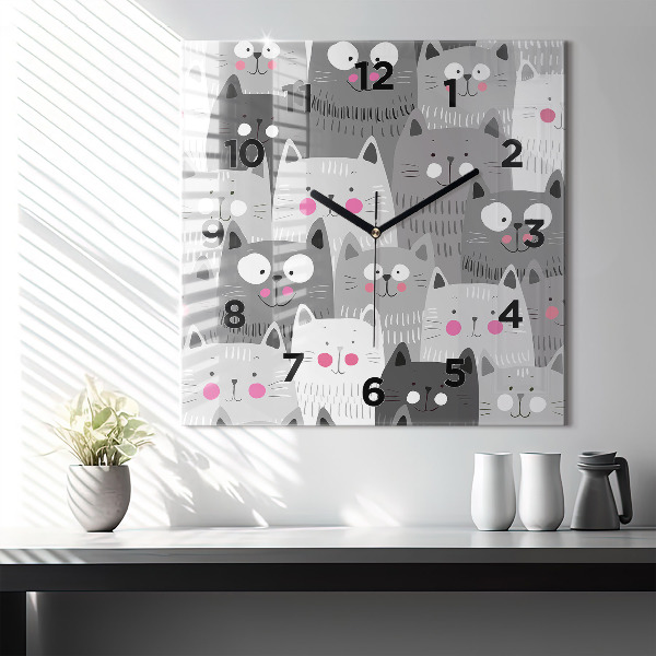 Reloj de pared cuadrado Patrón con gatos