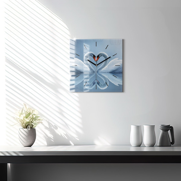 Reloj cuadrado Cisnes en el corazón