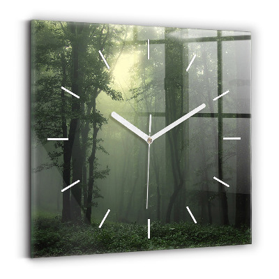 Reloj de pared cuadrado Bosque brumoso por la mañana