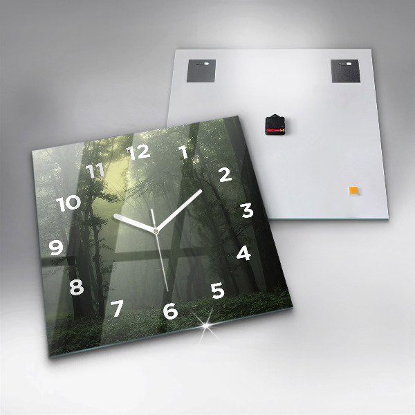 Reloj de pared cuadrado Bosque brumoso por la mañana
