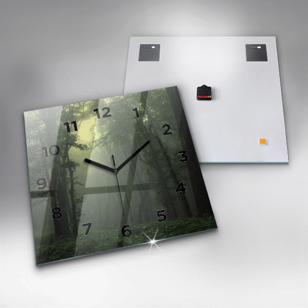 Reloj de pared cuadrado Bosque brumoso por la mañana