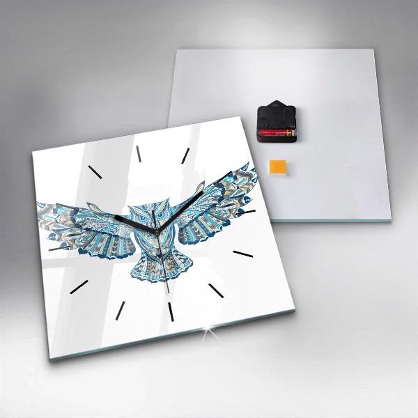 Reloj de pared cuadrado Búho en vuelo