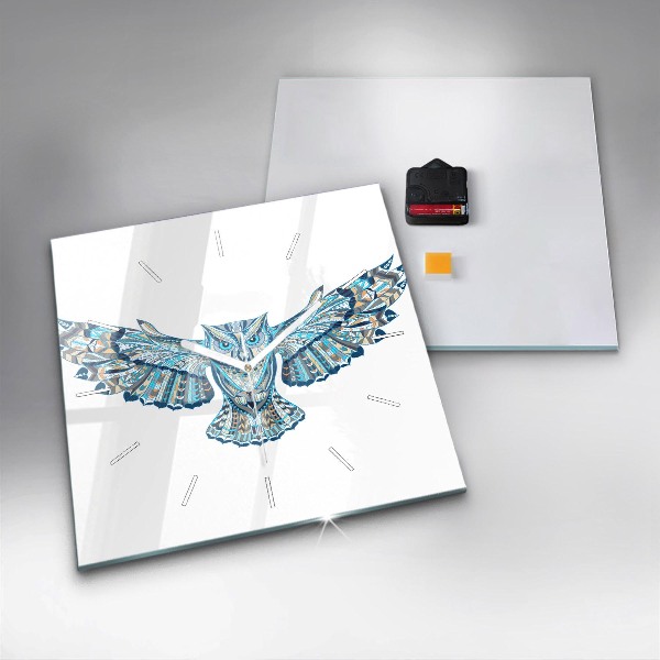 Reloj de pared cuadrado Búho en vuelo