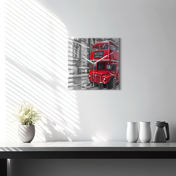 Reloj cuadrado Autobús rojo de dos pisos