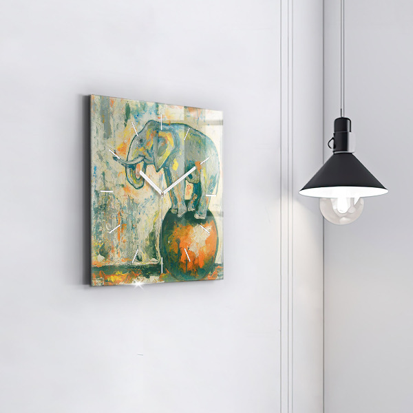 Reloj cuadrado Postura del elefante pintado