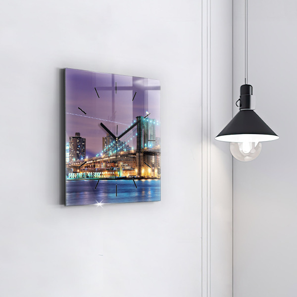 Reloj de pared cuadrado Puente de Brooklyn y East River