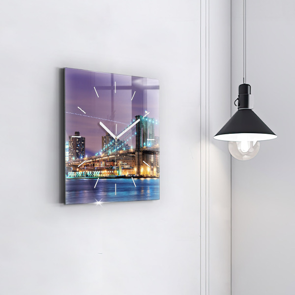 Reloj de pared cuadrado Puente de Brooklyn y East River