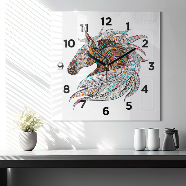 Reloj de pared cuadrado Ilustración de un caballo