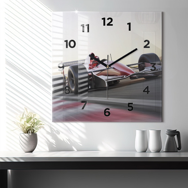 Reloj de pared cuadrado Coche de carreras deportivo