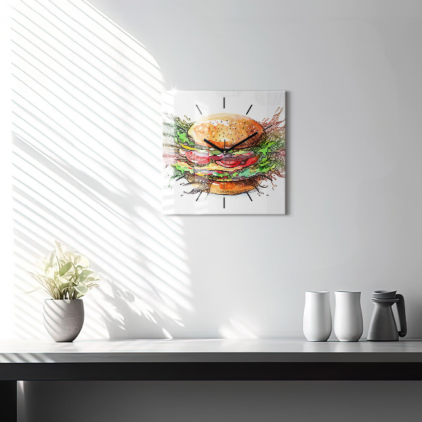Reloj cuadrado Hamburguesa de queso XXL